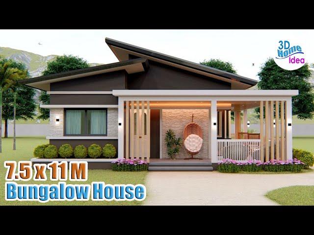 SIMPLE HOUSE DESIGN | 7.5 X 11 Meters with 3 bedroom | Pinoy House