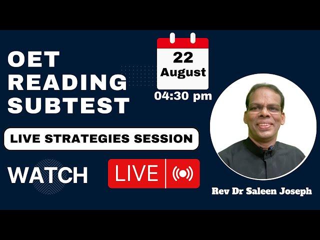 Edu Skills: OET Reading Subtest |Live Strategies Session| OET made easy