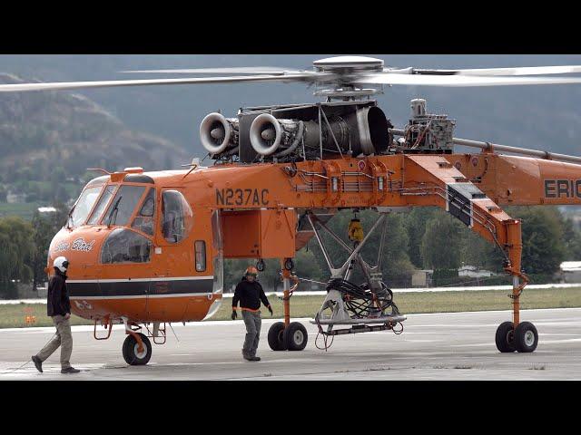 Erickson S-64 Aircrane engine start & takeoff in CYYF