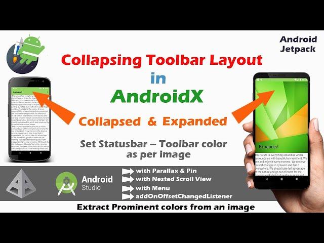 Collapsing Toolbar Layout in androidx | Tutorial in AndroidX | PPT with android studio