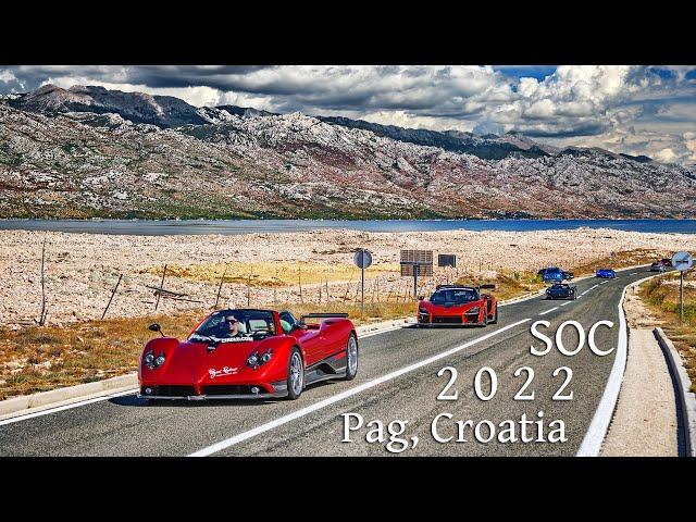 Supercar Owners Circle convoy driving by on the Pag island, Croatia