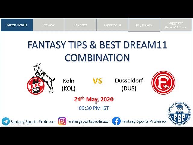  KOL vs DUS | FC Koln vs Dusseldorf | Bundesliga: Best Dream11 Combination & Fantasy Football Tips