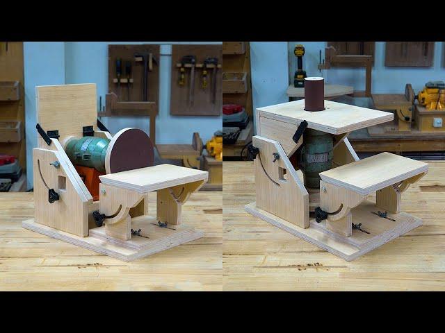 Make Folding Disc Sander and Spindle Sander from Old Electric Motor