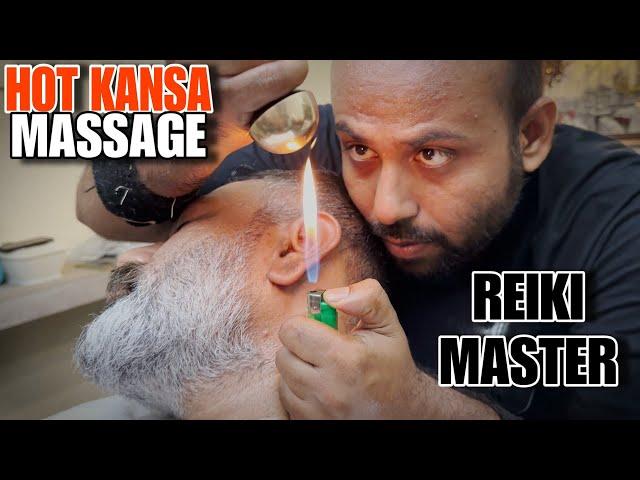 REIKI MASTER HEAD MASSAGE THERAPY WITH HOT KANSA, ASMR NECK CRACKING ADJUSTMENT 