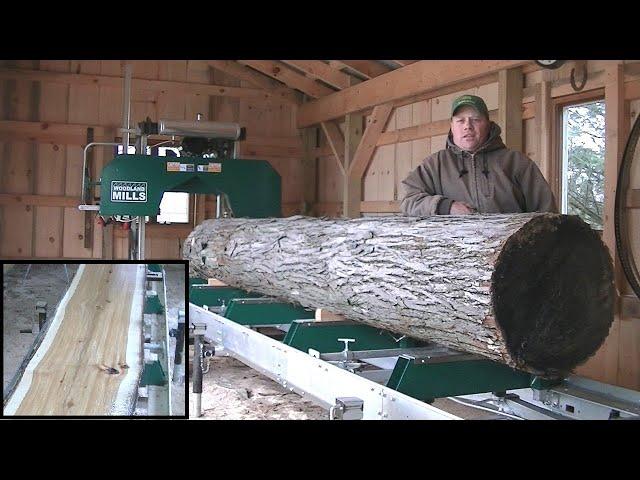 Big Hickory Log on the Sawmill Today, Woodland Mills HM130