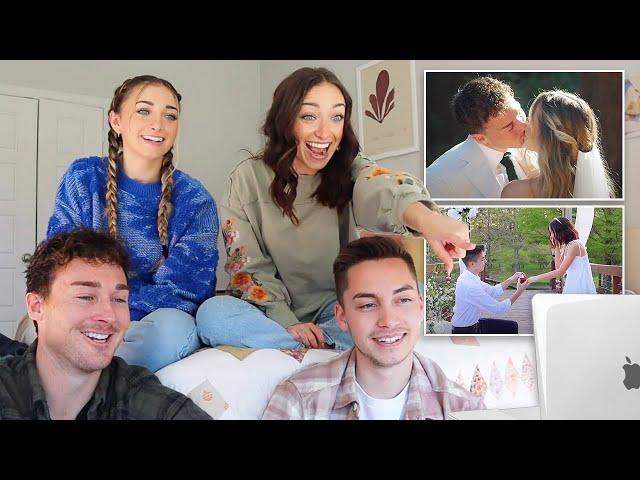 Reacting to our Wedding + Engagement videos | Brooklyn and Bailey