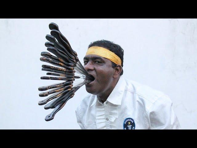 What A Mouthful: Guinness World Record Sword Swallower