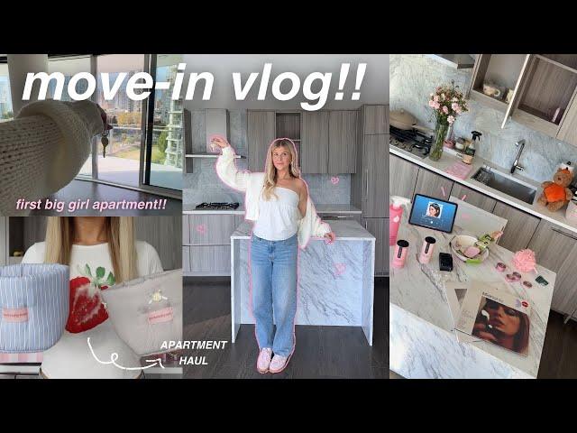 MOVE IN VLOG!  empty apartment tour, unpacking, living alone, hauls etc!