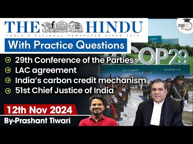 The Hindu Newspaper Analysis | 12 Nov 2024 | Current Affairs Today | Daily Current Affairs | StudyIQ