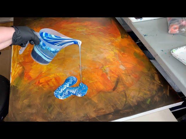 GIANT CANVAS 4 FOOT ABSTRACT PAINTING!! ~ MUST SEE!! | + Tips for Handling Commission Acrylic Pour