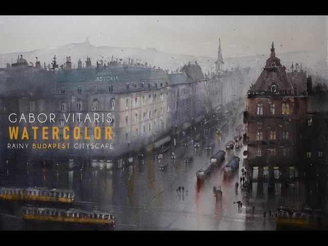 Watercolor Painting Time Lapse 040 - Astoria, Budapest - by Gabor Vitaris