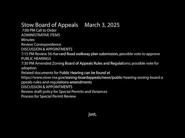 Stow Board of Appeals March 3 2025