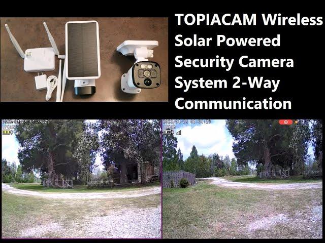 TOPIACAM Wireless Solar Powered Security Camera System With Base Station 2-Way Communication