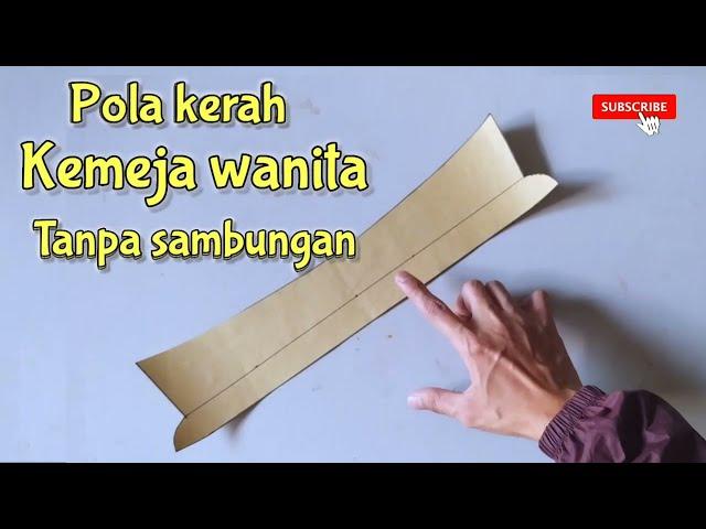 Cara membuat pola kerah kemeja wanita || Pola kerah kemeja langsung tanpa sambungan bagian tengah