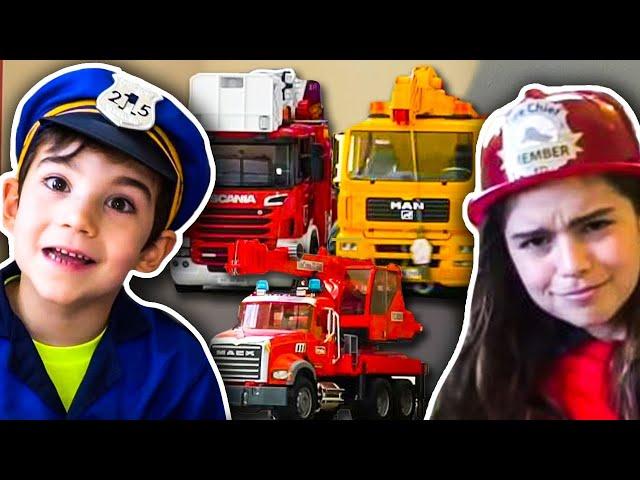 Costume Pretend Play as Firefighters, Cops and Robbers, Fishers for Kids | JackJackPlays