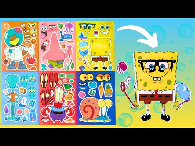 SpongeBob SquarePants DIY Make a Face Stickers Activity with Patrick, Squidward, Sandy