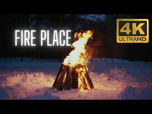 Crackling Fireplace from Fireplace on snow (4K Ultra HD)