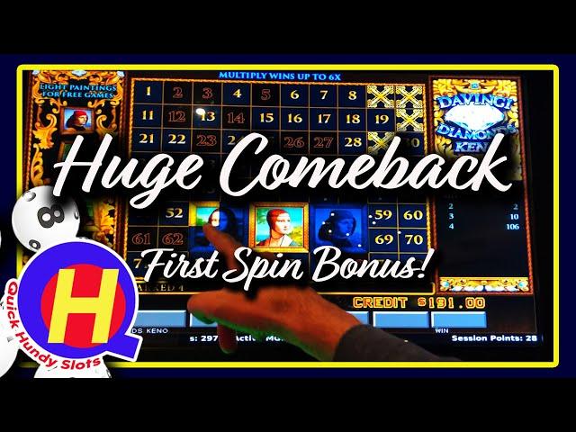 Huge Comeback! First Spin DaVinci Diamonds KENO Bonus!