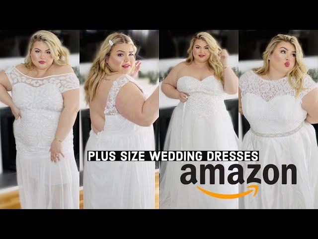 TRYING ON PLUS SIZE WEDDING DRESSES FROM AMAZON!