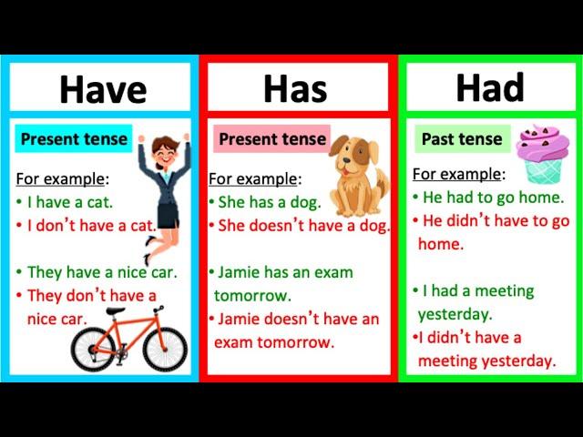 HAVE, HAS & HAD  | Grammar lesson | How to use them correctly & quiz!