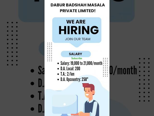 Urgent Hiring! Sales Representatives Needed at Dabur Badshah Masala – Apply Now!" #hiringnow #job