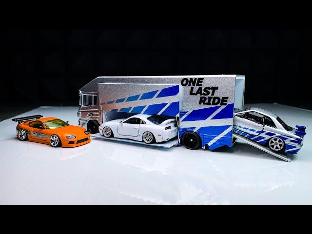 One Last Ride Transporter, Reminiscing Paul Walker. RMZ city, Hot Wheels, Tomica Premium custom