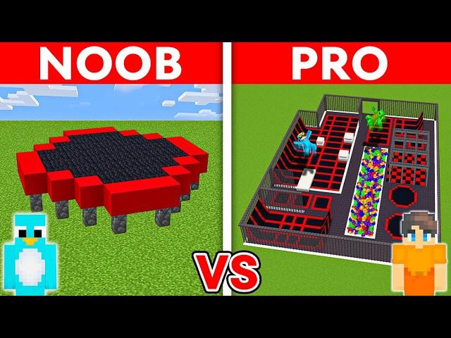 NOOB vs PRO: MODERN TRAMPOLINE PARK House Build in Minecraft