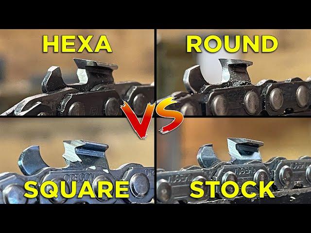 Best Chainsaw Chain? NEW Hexa Chain vs Round, Square, and Stock Chain!