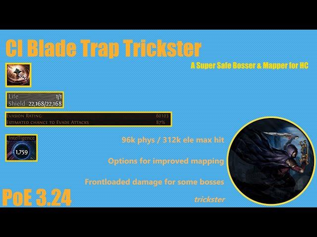 PoE 3.24 Necropolis - ES-Stacking Blade Trap Trickster - The tankiest CI build I've ever played