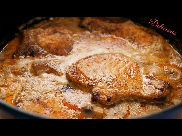 This Pork Chops in Creamy Mushroom sauce will simply melt in your mouth! Delicious!