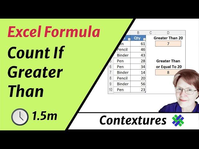 Excel Formula - Count If Greater Than