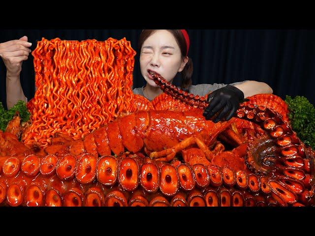 [Mukbang ASMR] Giant Octopus Legs  Lobster & Buldak Spicy Ramen Seafood Boil Recipe Ssoyoung