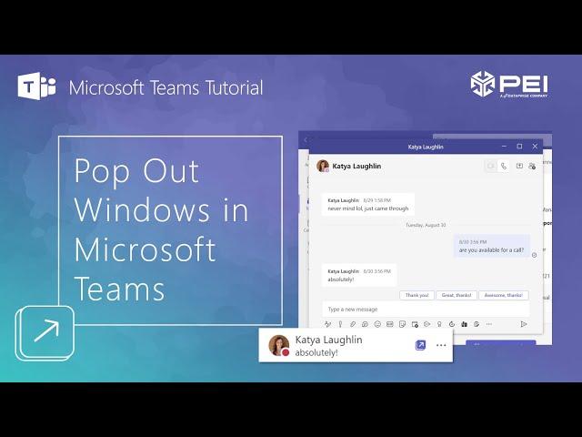 Microsoft Teams | PEI - How to Use Pop Out Windows