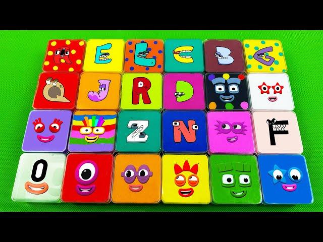 Numberblocks & Alphablocks – Looking Rainbow SLIME Square with Clay Coloring! Satisfying ASMR Videos