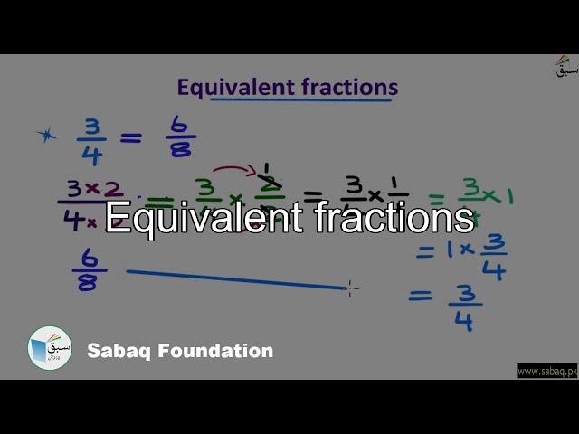 Equivalent fractions, Math Lecture | Sabaq.pk