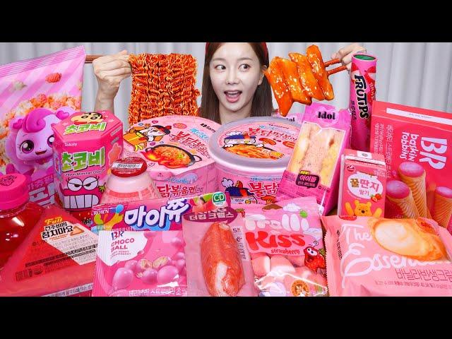 [Mukbang ASMR] Korean Convenience Store Color Food  Ramen & Tteokbokki Jelly Desserts Ssoyoung