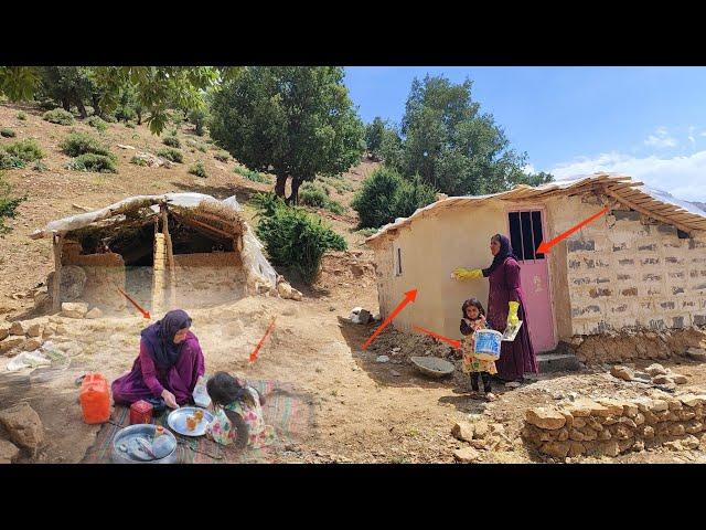 Smart and creative hands of a single mother and beautifying the walls of the shelter