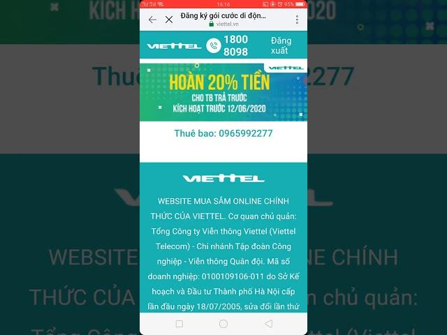 Video hướng dẫn khách hàng tự tra cứu và đăng ký gói cước trả trước Viettel ưu đãi nhất Viettel