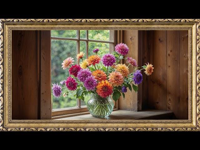Dahlias Vase | TV Art Screensaver | 8 Hours Framed Painting | TV Wallpaper | 4K
