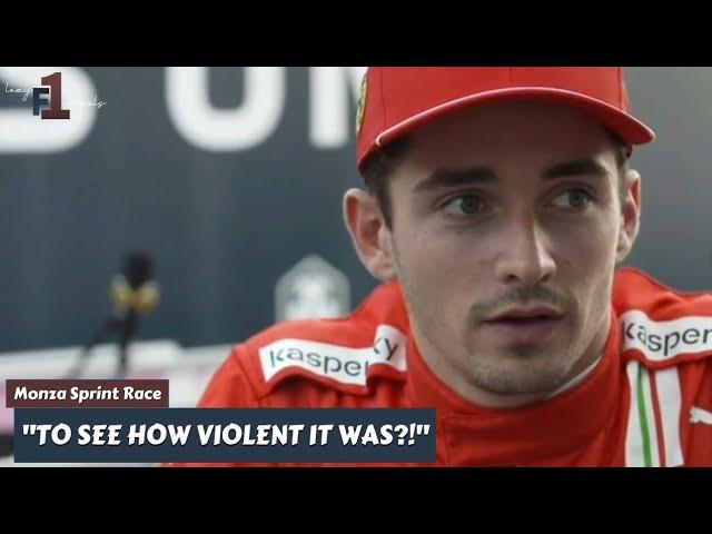 Charles Leclerc Reaction on Pierre's crash during Post-Sprint Qualifying Interview / Italian GP