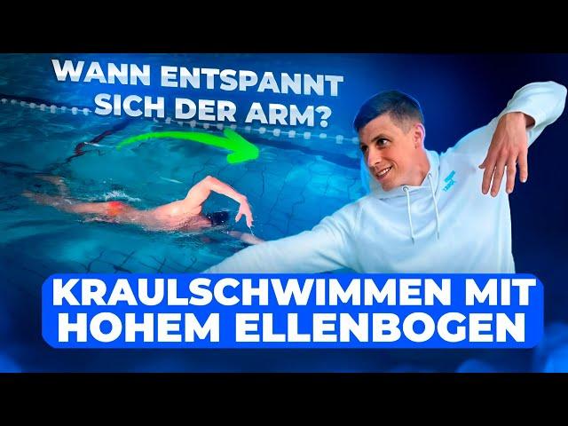 Kraulschwimmen mit hohem Ellenbogen. Wann entspannt sich der Arm?