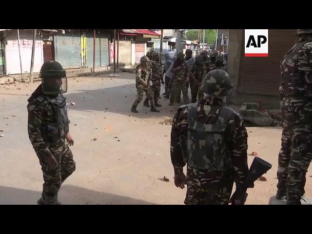 Kashmiri protesters and Indian security forces trade stones and tear gas