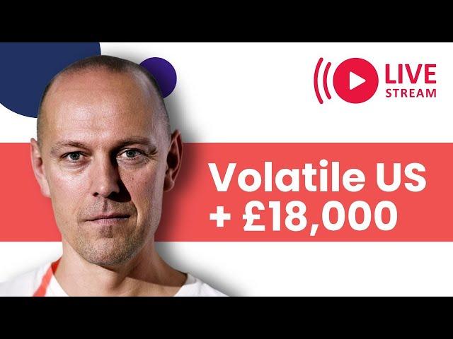 TraderTom Live Trading US Session: Volatile US – A plus £18,000 day.