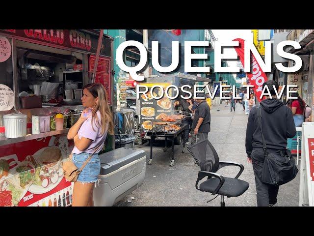 NEW YORK CITY Walking Tour [4K] - QUEENS - ROOSEVELT AVENUE