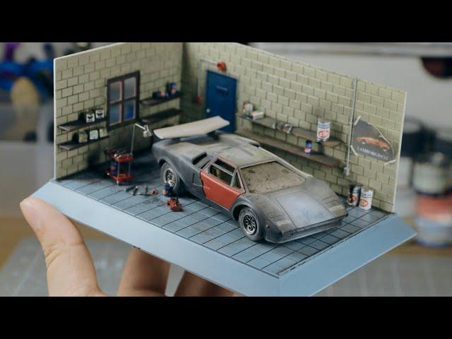 Abandoned Barn Find Lamborghini Countach | Mini Garage Diorama