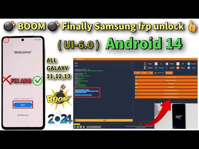  BOOM  Finally All Samsung Frp Bypass Done  (UI-6.0) Android 14 Jast 1 Click 2024