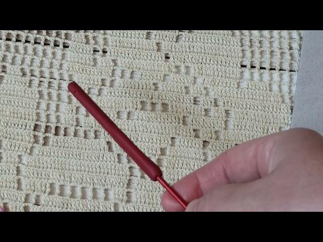 How to Crochet Filet Rustic Flowers Roses Curtain Part 12