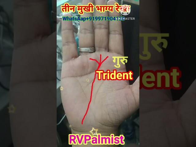 हथेली मैं तीन मुखी भाग्य रेखा || #fortunetelling #horoscope #palmistery #shortsfeed #rvpalmist