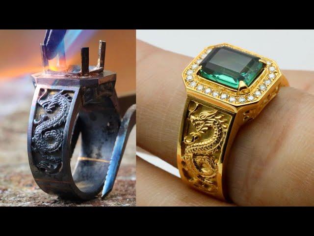 how to make Dragon ring for men - gold jewelry making
