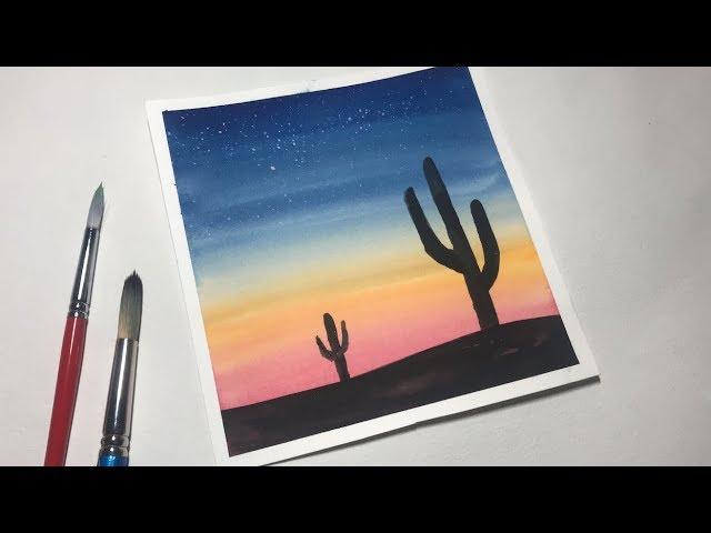 Sunset Painting Easy for Beginners | Easy Watercolor Sunset Painting Demonstration